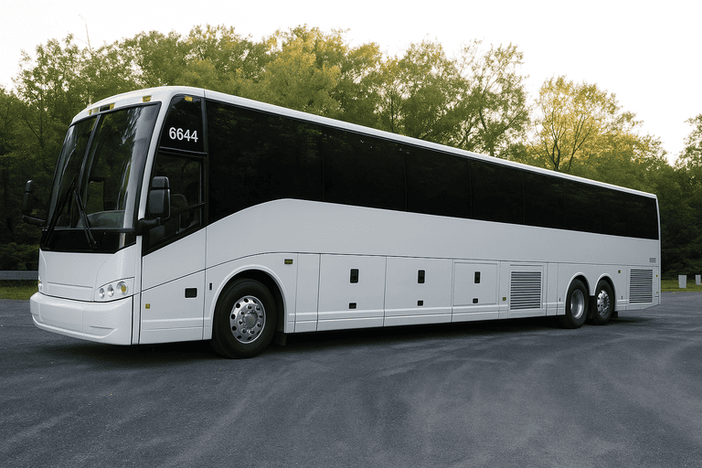 exterior of Charter Bus Rental South Bend coach bus